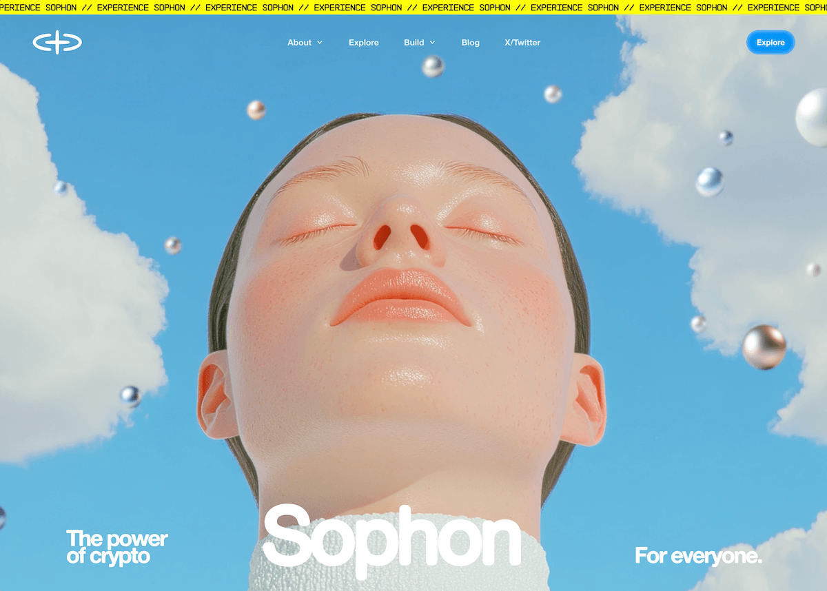 Sophon website interface shown as selected product work.