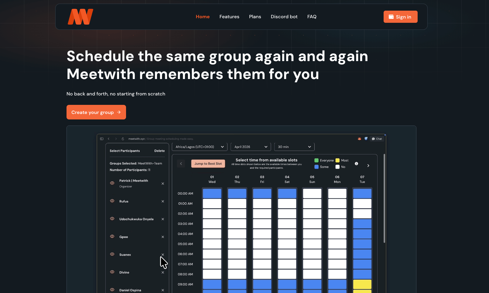Meet With scheduling product screenshot.