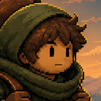 Pixel-art SamwiseOS hooded face logo.